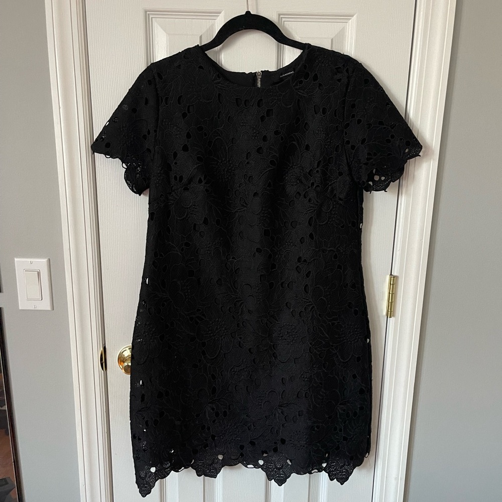 olivaceous Large lace black mini dress